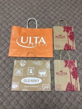 Hollister Old Navy Ulta Shopping Bags * Qty. 4